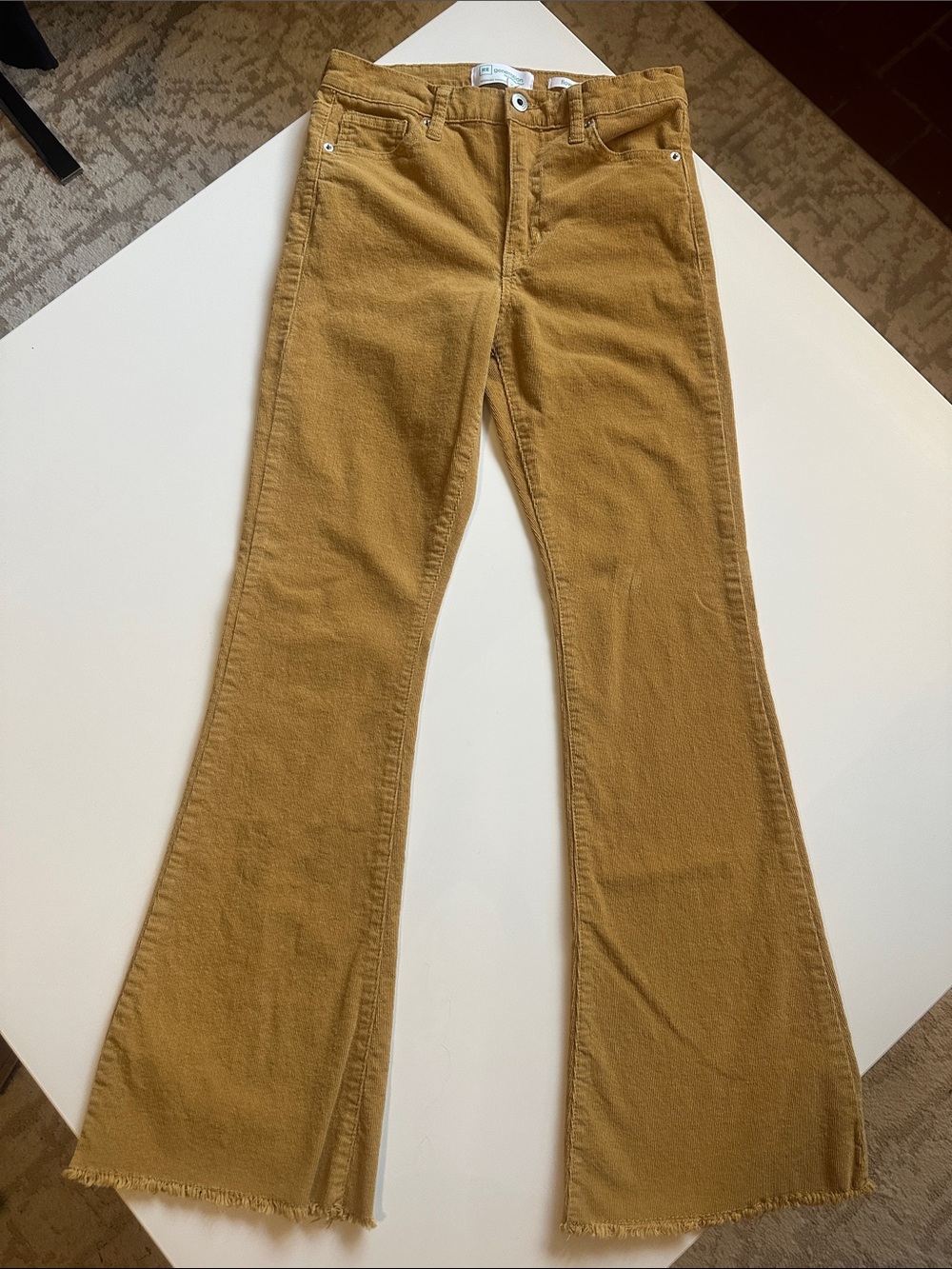 Women’s Harvest Gold Bootcut Flare Corduroys with Raw Hem